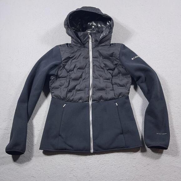 Columbia Jacket Womens‎ Medium Black Hooded Omni-Heat Insulated Full Zip Outdoor - Picture 1 of 10